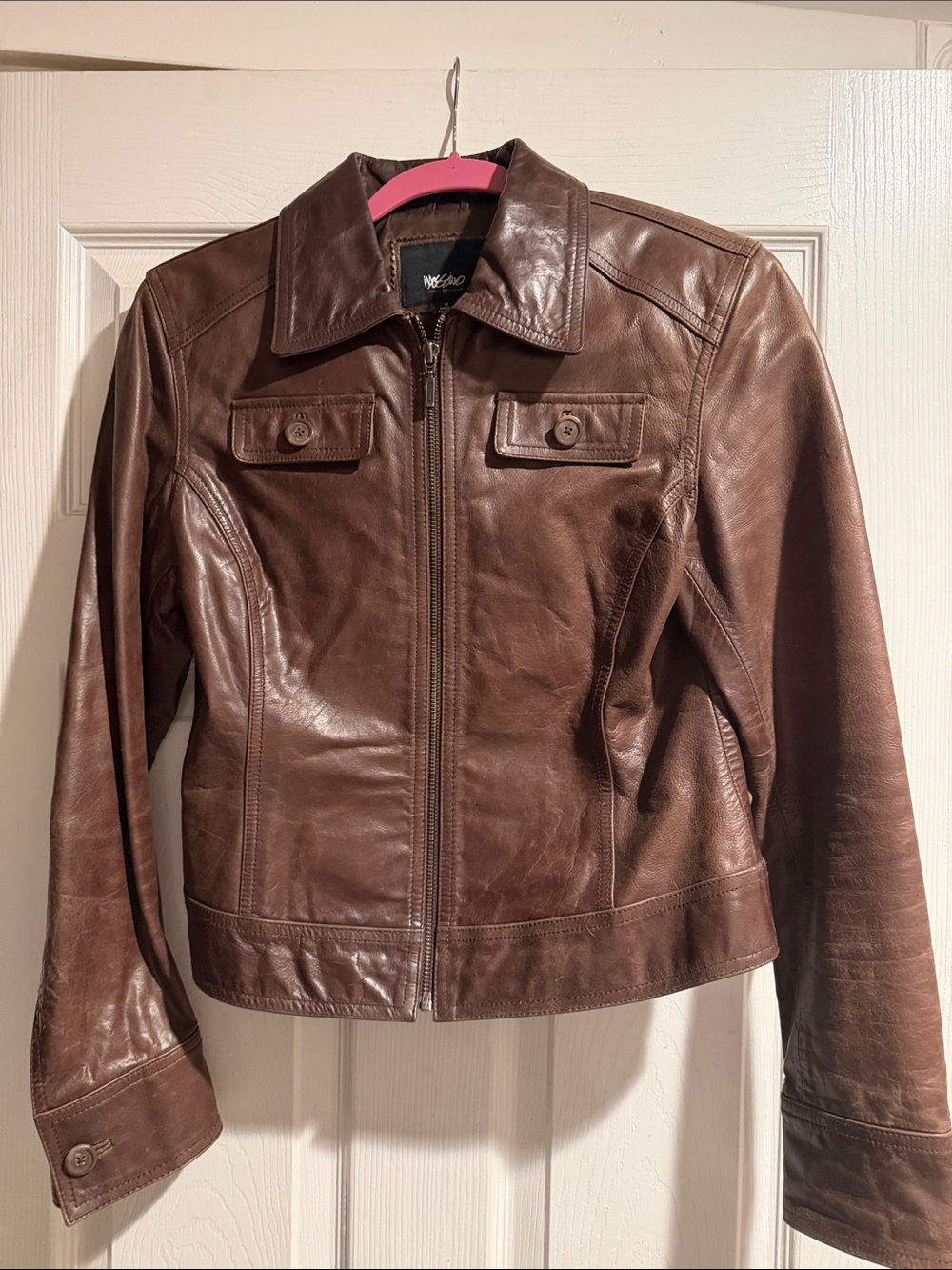 Mossimo Supply Co. Brown Faux Leather Zip-Front Jacket